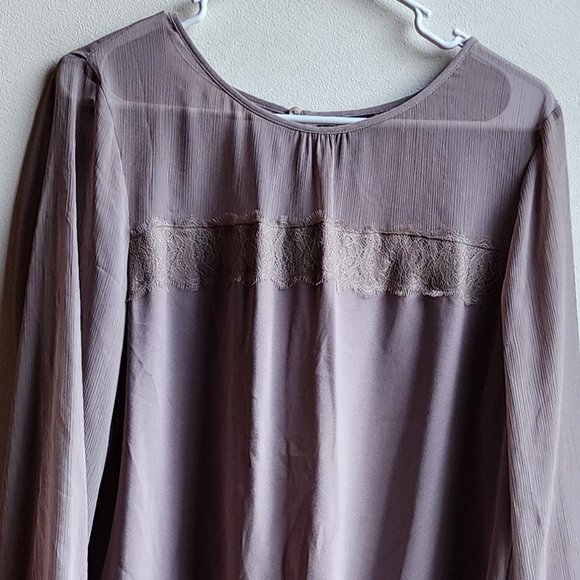 Apt. 9 Taupe Semi-Sheer Blouse Size Large - Picture 4 of 14